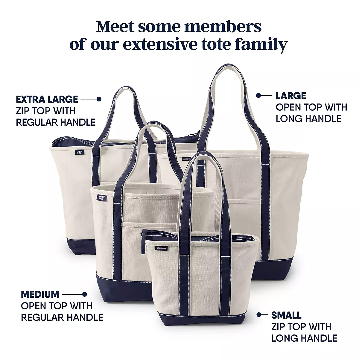 Medium 5 Pocket Zip Top Long Handle Canvas Tote Bag | Lands' End (US)
