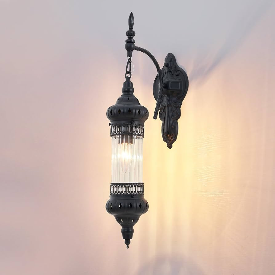 Black Vintage Glass Wall Sconce 23.33inch Gothic Style | Amazon (US)