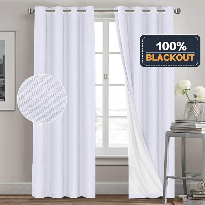 PrinceDeco Full Blackout Curtains for Bedroom Waterproof Linen Textured Window Curtain Panels for... | Amazon (US)