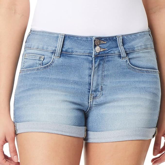 WallFlower Women's Ultra Denim Shorts Mid-Rise Insta Soft Juniors (Standard and Plus) | Amazon (US)