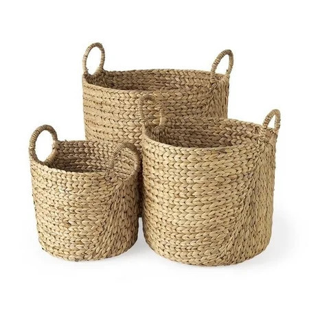 Braided Wicker Storage Baskets, Brown - Set of 3 | Walmart (US)