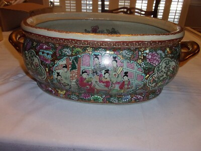 Vintage Chinese Rose Medallion Foot Bath Planter  18" with Flower Motif Inside | eBay US
