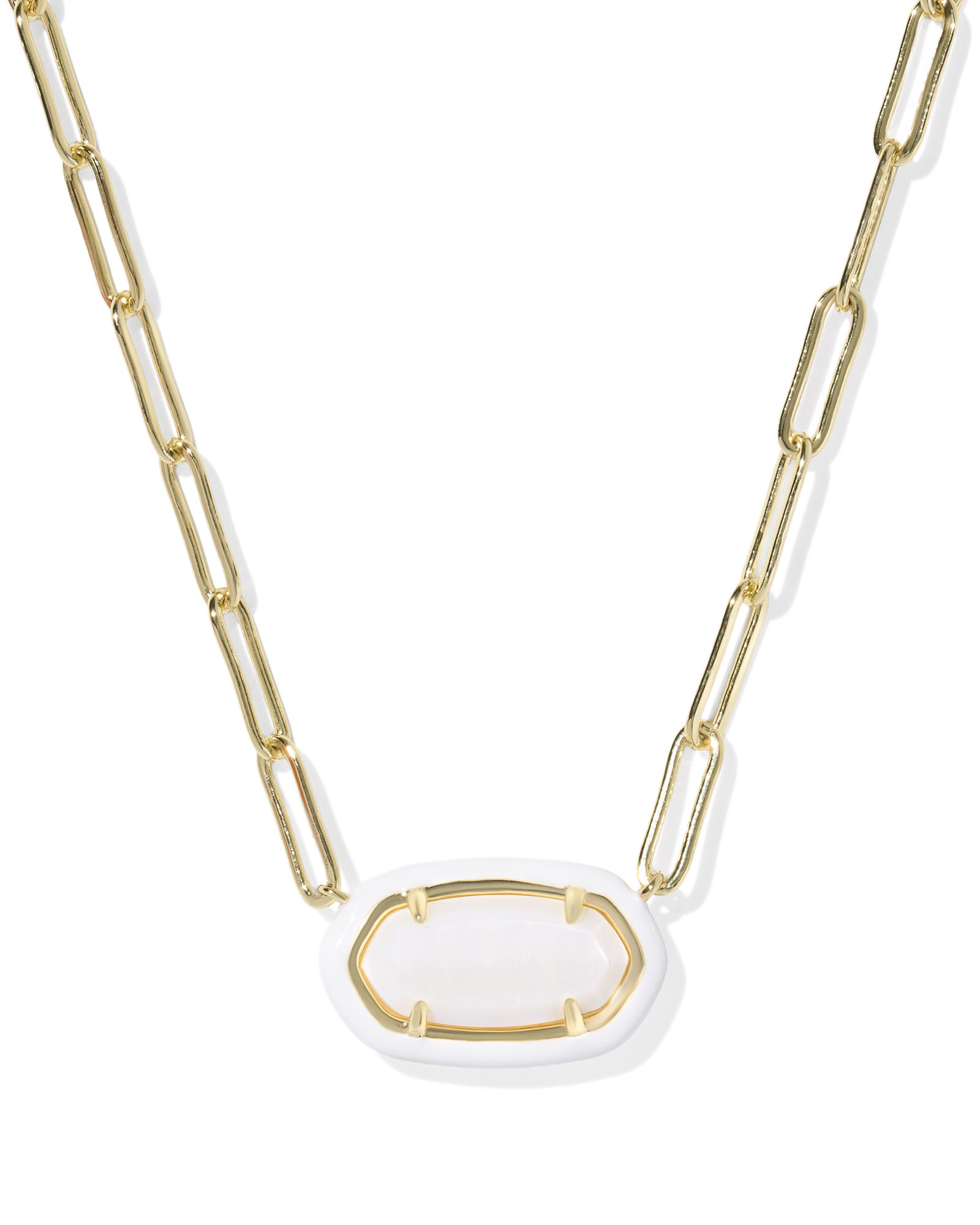 Elisa Enamel Frame Gold Paperclip Necklace | Kendra Scott