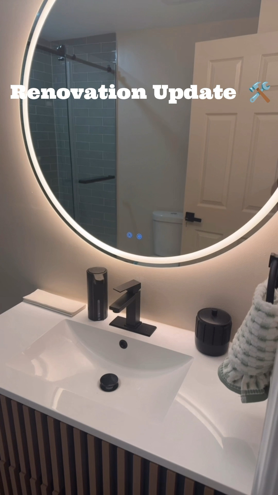Modern basement bathroom refresh using affordable Amazon finds.
Frameless sliding shower door, matte black faucet, LED round mirror, and floating vanity that completely elevated the space. Clean lines, modern finishes, and functional design without the luxury price tag.

Linked everything here 🤍

#LTKHome