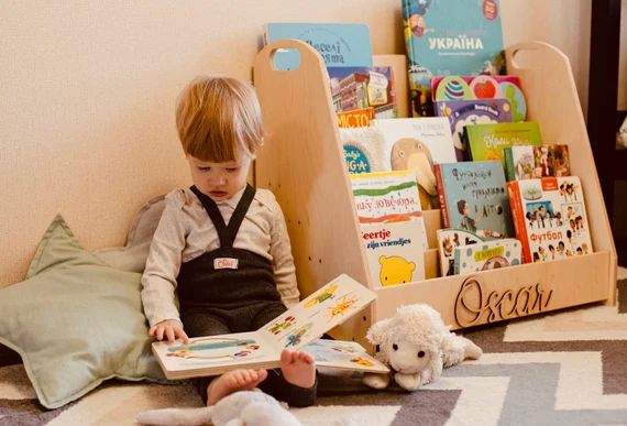 Montessori Toddler Bookshelf Large Modern Bookcase Nursery | Etsy | Etsy (US)