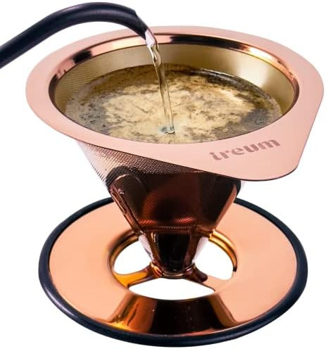 ireum Pour Over Coffee Dripper – Stainless Steel Drip Coffee Maker – Anti Slip Silicone Pad w... | Amazon (US)