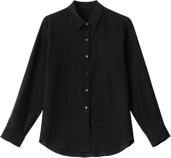 COLD POSH 100% Pure Silk Blouses for Women Long Sleeve: Women's Button-Down Elegant Shirts Lapel ... | Amazon (US)