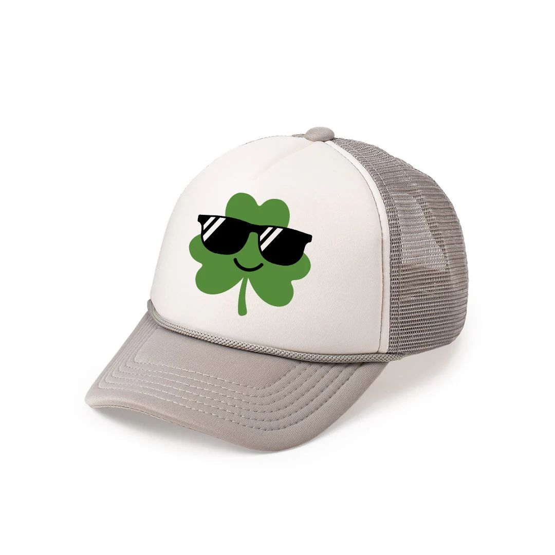 Cool Clover St. Patrick's Day Trucker Hat - Gray/White | Sweet Wink