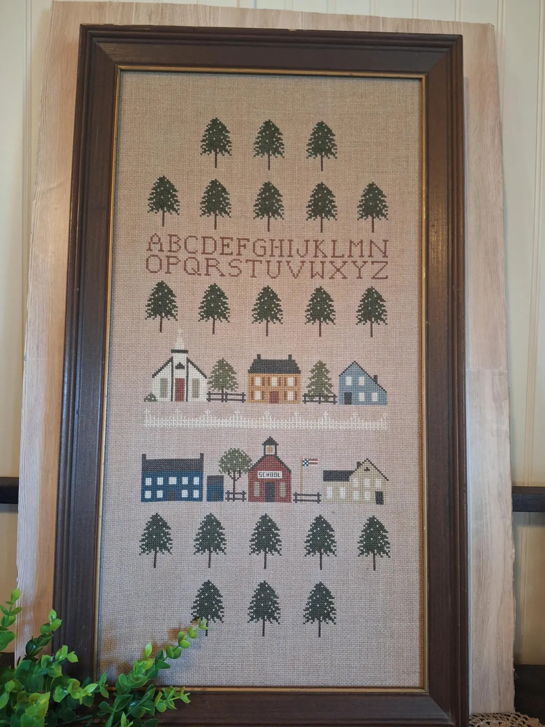 Vintg. Large Wood Framed Cross Stitch Sampler, Wall Decor, Handmade, Cottage core, Primitive, Cou... | Etsy (US)