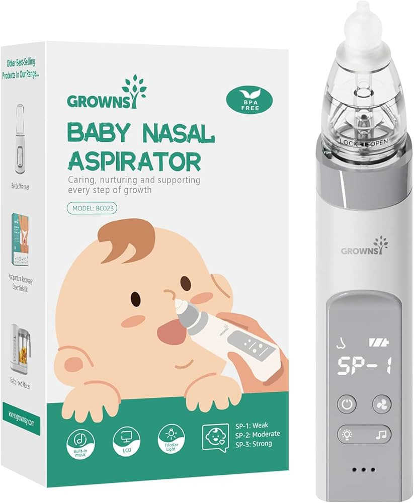 GROWNSY Nasal Aspirator for Baby, Baby Nose Sucker Pro with 3 Soft Silicone Tips, Adjustable Suct... | Amazon (US)