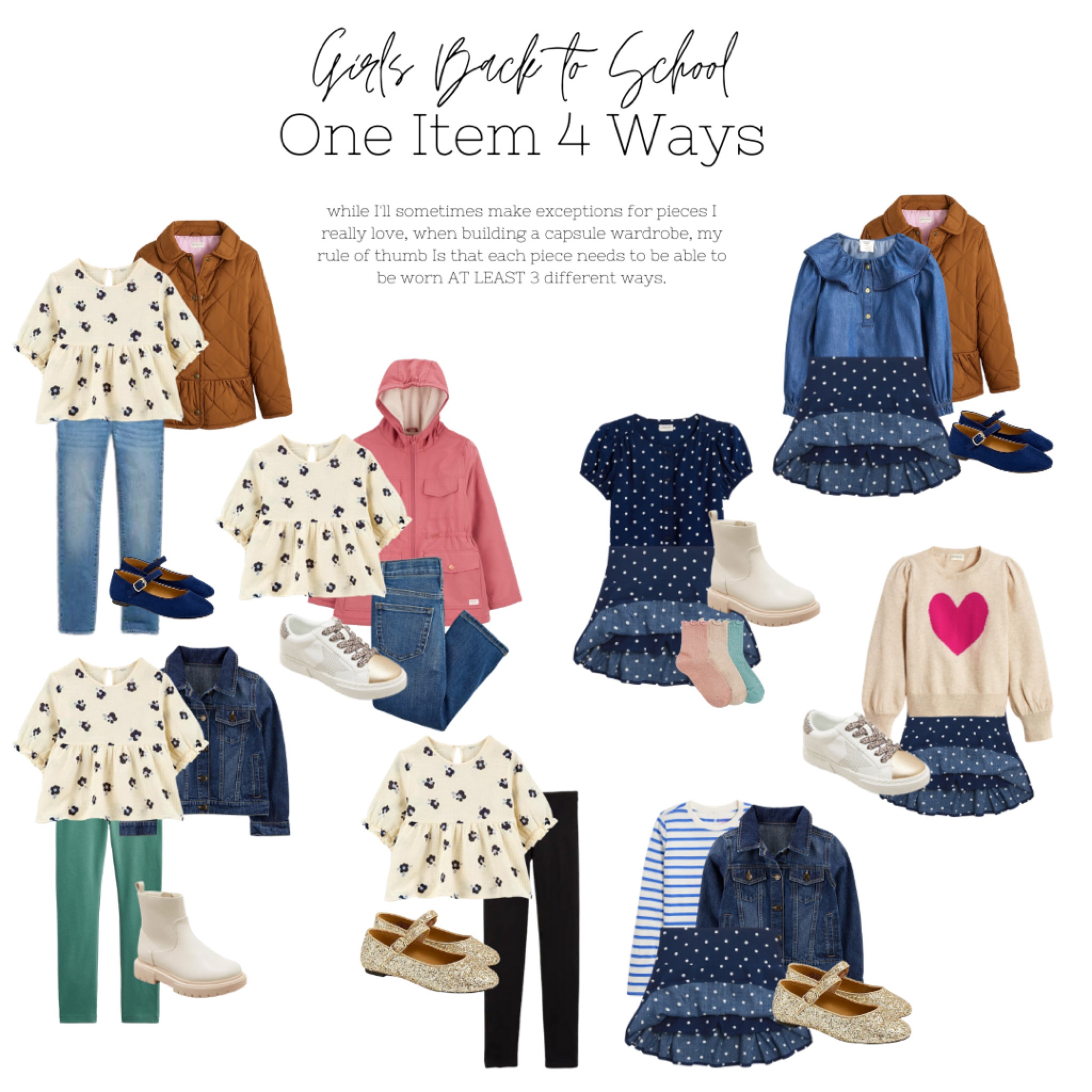 Back to School Fall Capsule Wardrobe for Girls and Tweens. Trendy and cute outfits. 

#LTKfamily #LTKBacktoSchool #LTKSeasonal