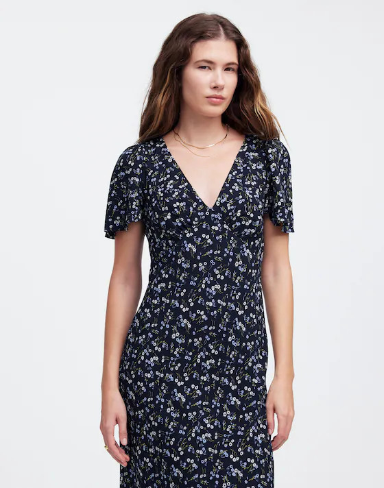 Seamed Flutter Sleeve Maxi Dress | Madewell | Madewell