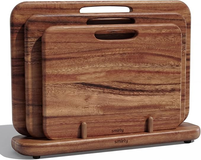 SMIRLY Wooden Cutting Boards for Kitchen, Double-Sided Cutting Board with Handle, Heavy Duty Soli... | Amazon (US)