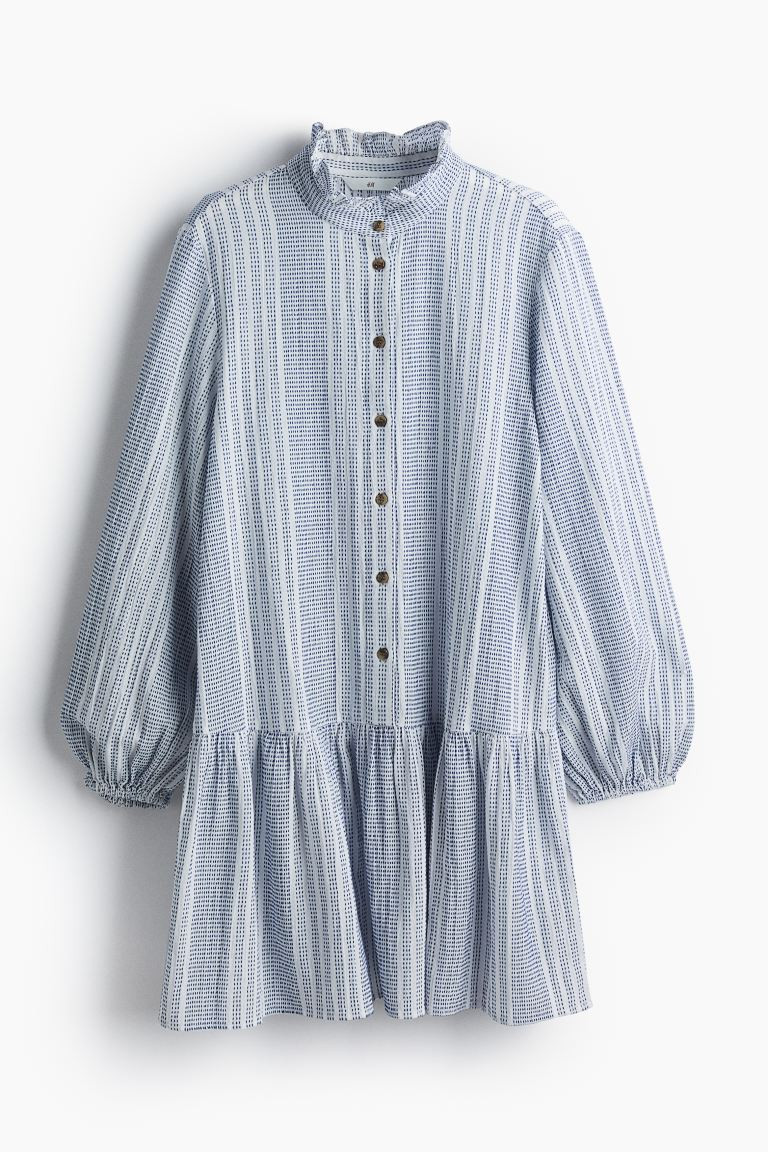 Ruffle-collar Dress - Black/white striped - Ladies | H&M US | H&M (US + CA)
