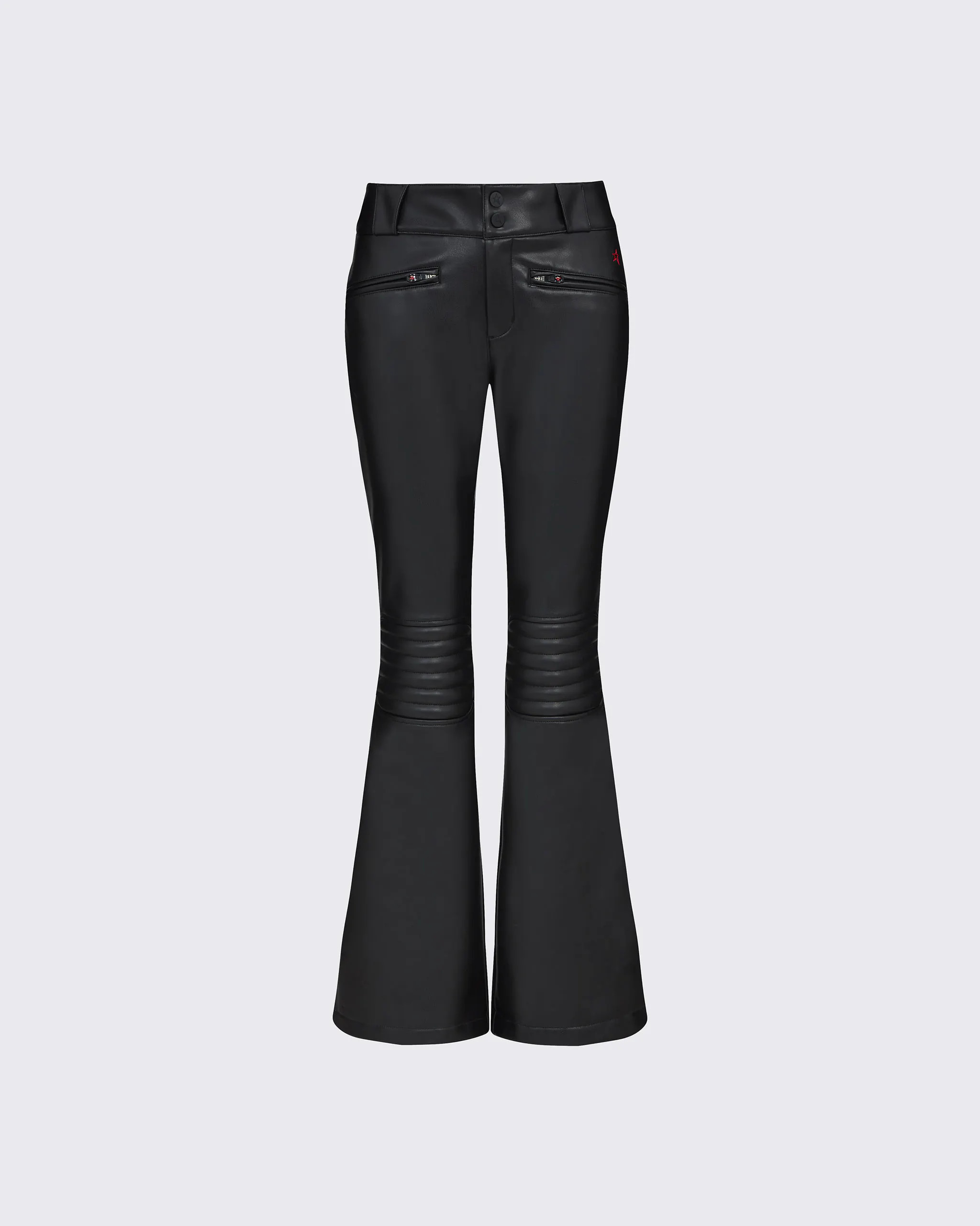 Vegan Leather Aurora Mid-Rise Flare Race Pant | Perfect Moment