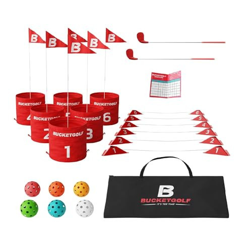 bucketgolf Game 6 Hole Bundle with Clubs - The Best Backyard Golf Game for All Ages and Levels Adults, Kids, Families, Schools, Yards, Parks, Beaches, Vacation. (2 Clubs (2 RH)) | Amazon (US)
