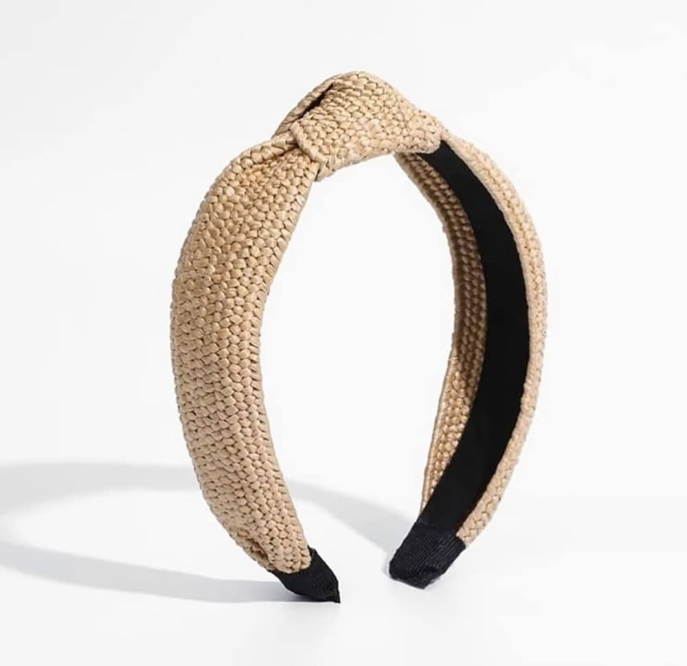 Huachi Straw Headbands for Women Girls Knotted Head Bands for Women's Hair Boho Wide Hair Bands C... | Amazon (US)