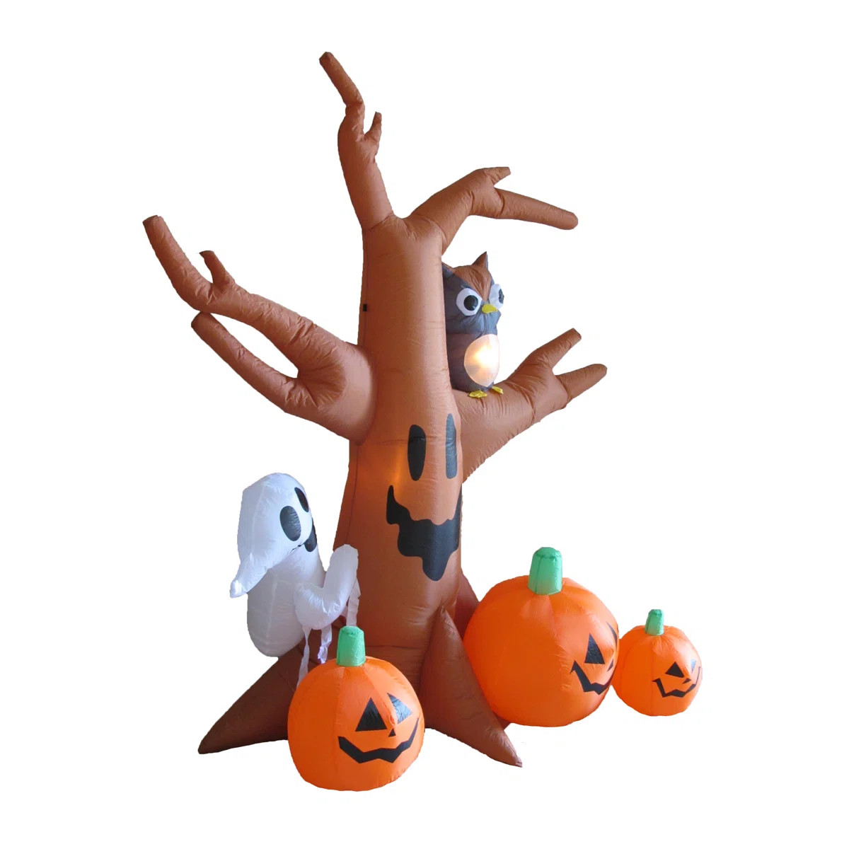 8 Foot Tall Lighted Happy Halloween Inflatable Haunted Tree with Owl, Ghost and Pumpkins  Indoor ... | Wayfair North America