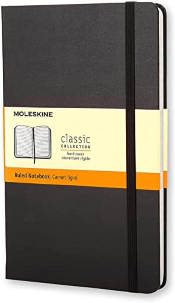 Moleskine Classic Notebook, Hard Cover, Large (5" x 8.25") Ruled/Lined, Black, 240 Pages | Amazon (US)