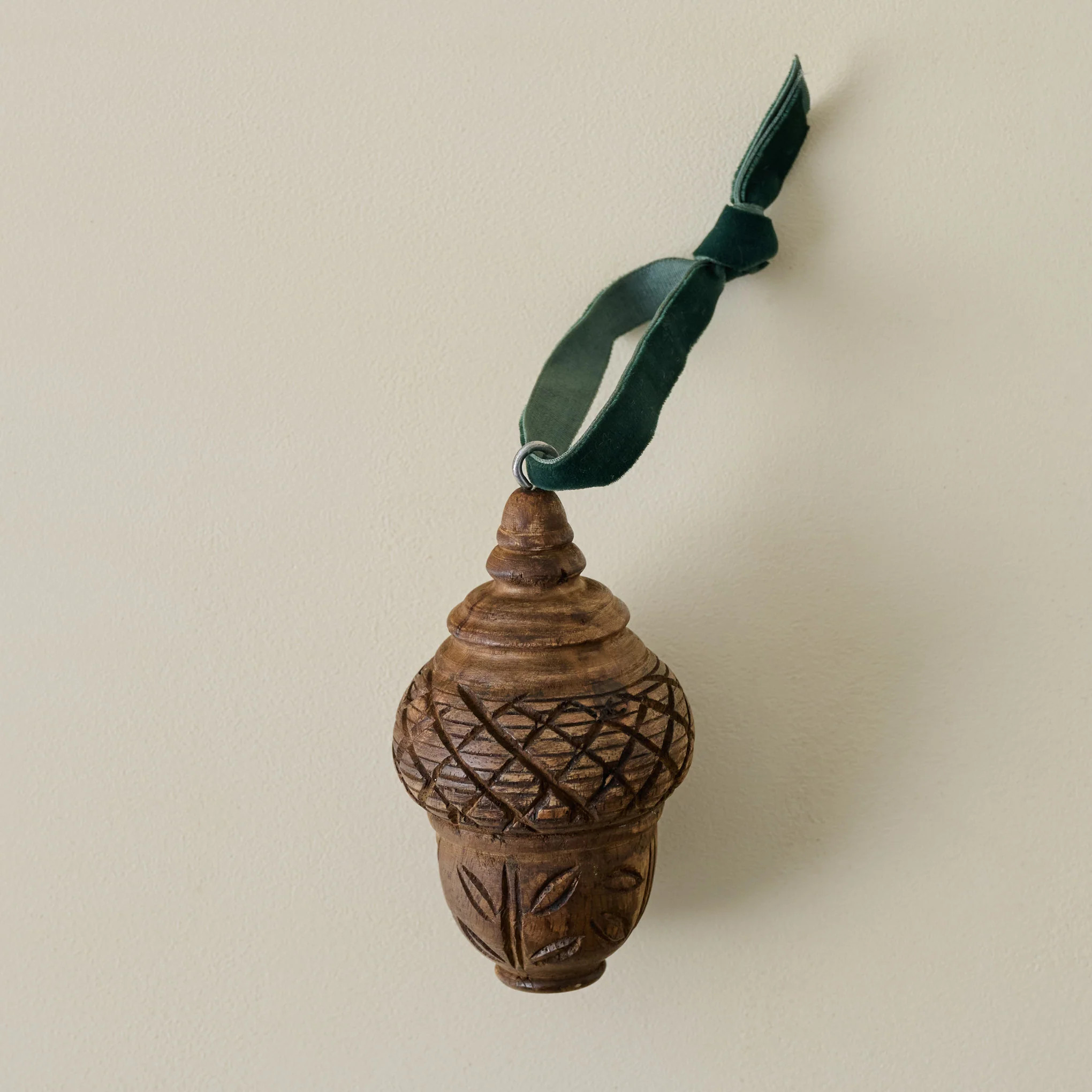 Hand Carved Wooden Acorn Ornament | Magnolia