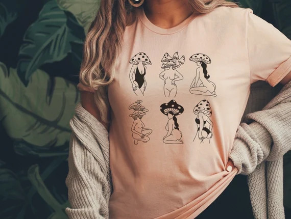 Mushroom Shirt, Mushroom t shirt, magic mushroom, botanical shirt, cottagecore shirt, mushroom sw... | Etsy (US)