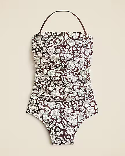 SZ Blockprints™ X J.Crew Gemma ruched bandeau one-piece | J. Crew US
