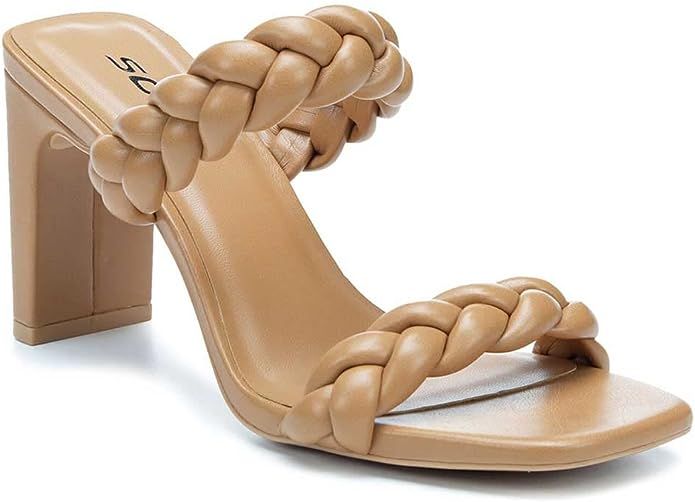 Soda Found - Women's Braided Heeled Square Toe Block Heel Sandals | Amazon (US)