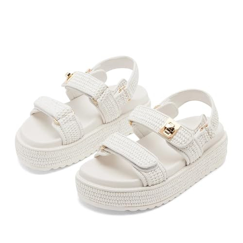 SOVANYOU Raffia Platform Wedge Sandals for Women Comfortable Summer Beach Sandals Open Toe Slingb... | Amazon (US)