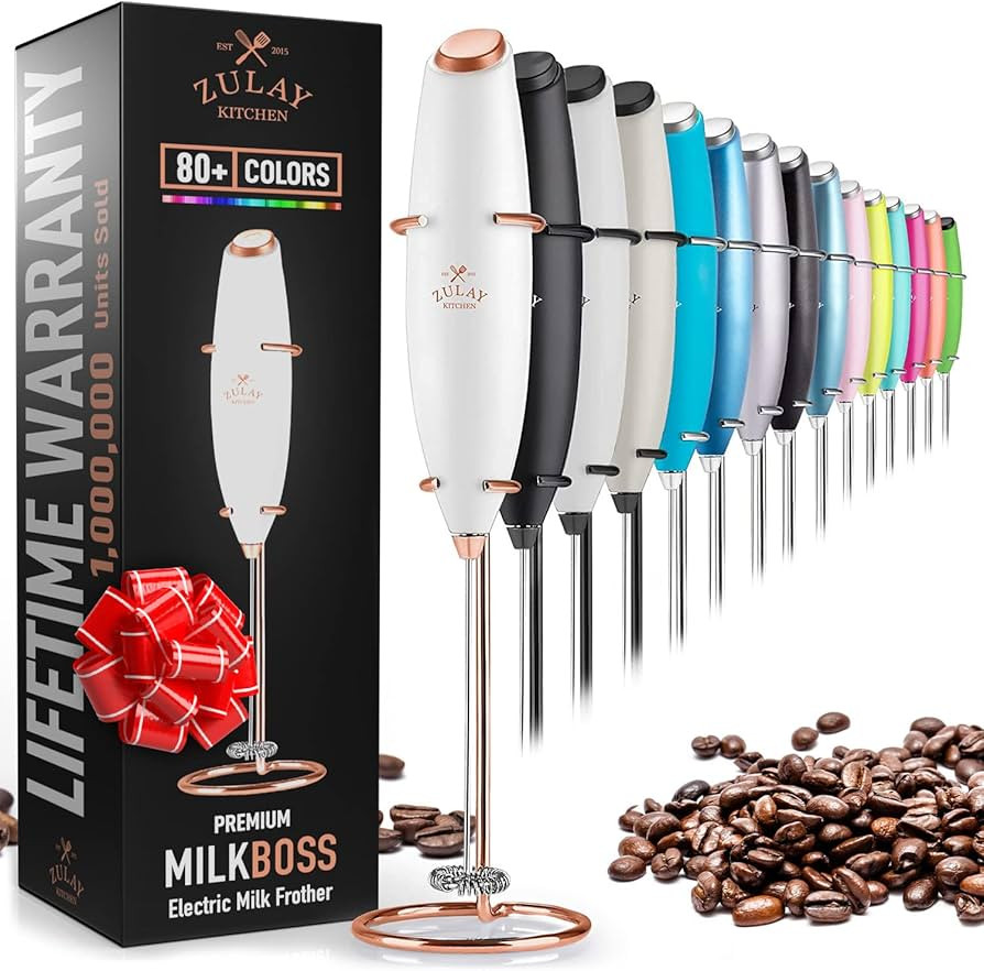 Zulay Original Milk Frother Handheld Foam Maker for Lattes - Whisk Drink Mixer for Coffee, Mini F... | Amazon (US)