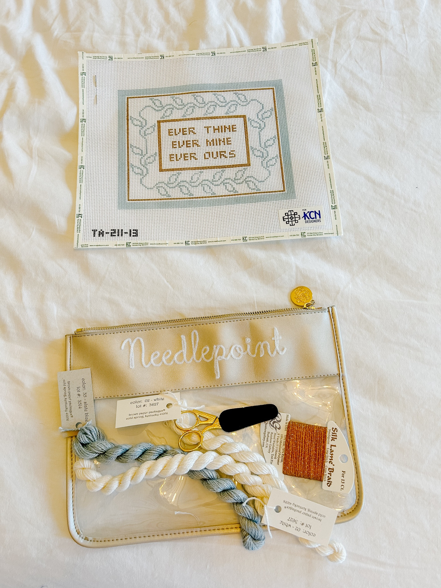 #needlepoint 🩵✨ cannot wait to finish this into a piece of art for our primary bedroom. 