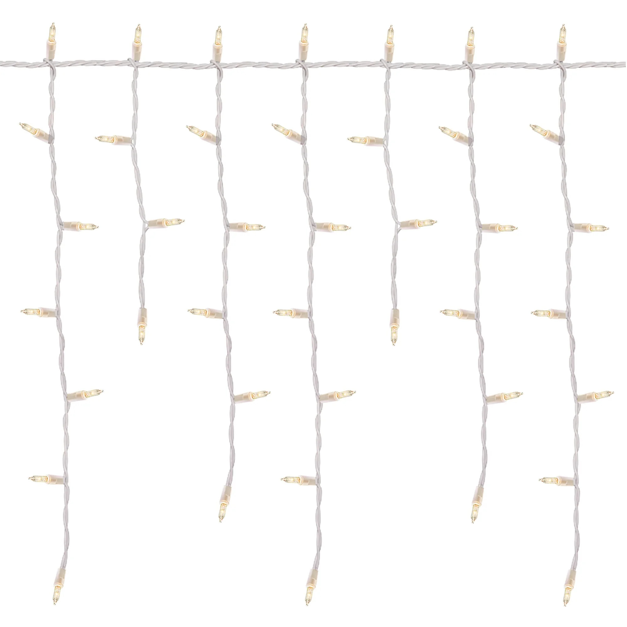 300-Count Clear Incandescent Icicle Christmas Lights with White Wire, 19', Holiday Time | Walmart (US)