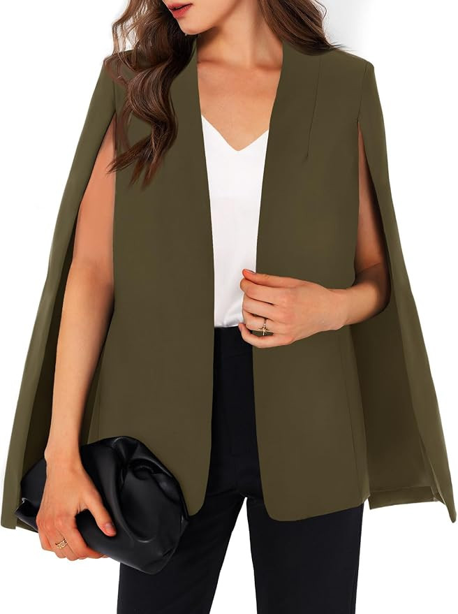 GAMISOTE Womens Cape Blazer Split Sleeve Open Front Casual Jacket Coat Work | Amazon (US)