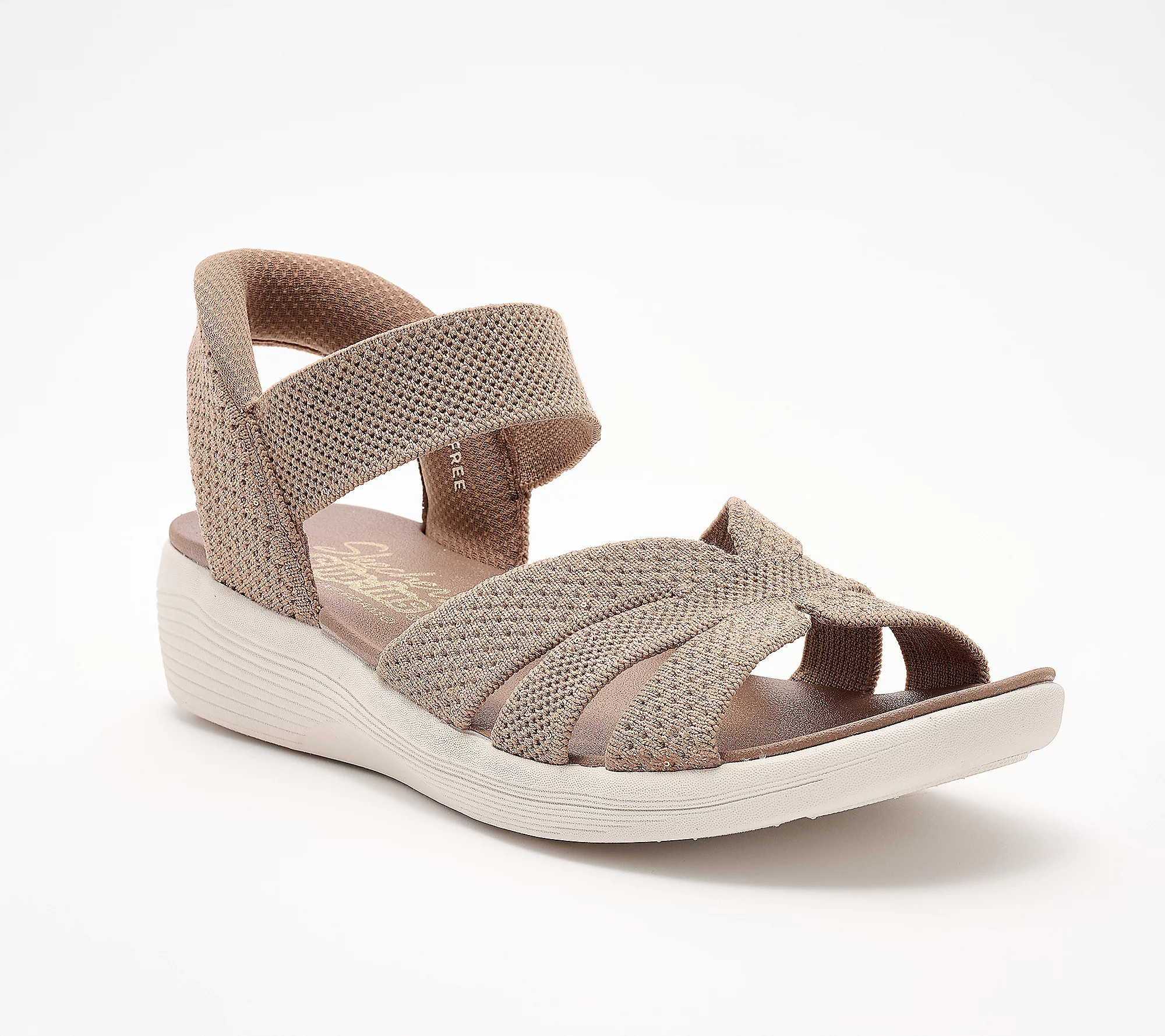 Skechers Slip-ins Sequin Knit Strappy Wedge Sandals | QVC