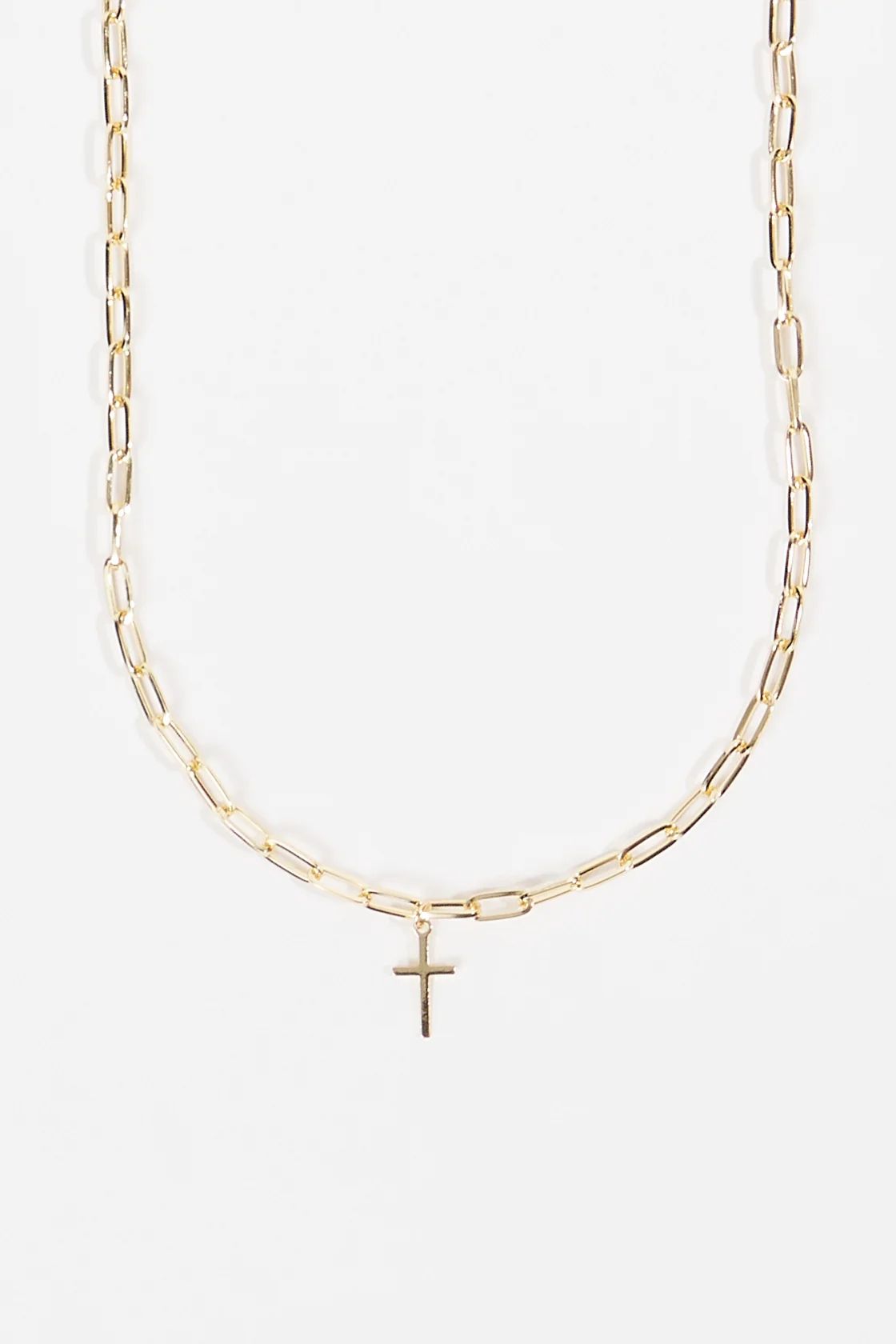 Paperclip Chain Cross Pendant Necklace | Altar'd State