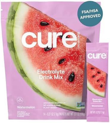 Cure Hydration | Plant-Based Electrolyte Drink Mix | No Added Sugar | FSA-HSA | Dehydration Relie... | Amazon (US)