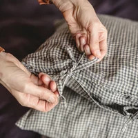 Yellow stripe linen heart shape ruffled cushion | Etsy (US)
