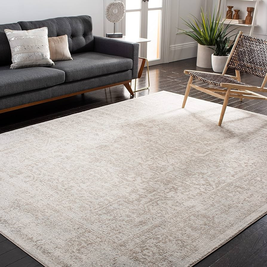SAFAVIEH Evoke Collection Area Rug - 9' x 12', Ivory & Taupe, Oriental Distressed Design, Non-She... | Amazon (US)