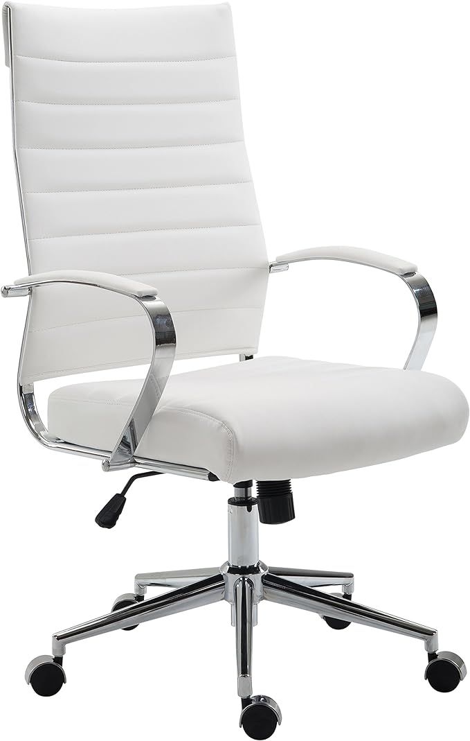 Edgemod Tremaine High Back Management Chair in Vegan Leather, White | Amazon (US)