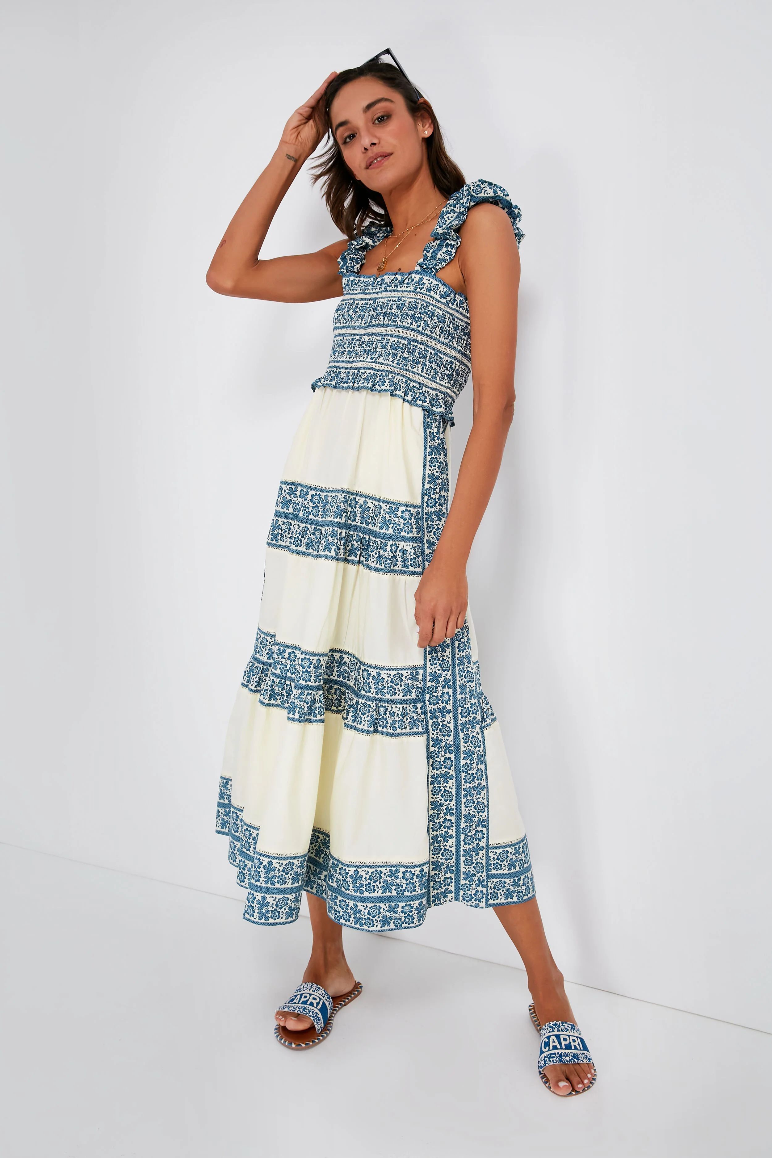 Multi Arlo Print Smocked Sleeveless Dress | Tuckernuck (US)