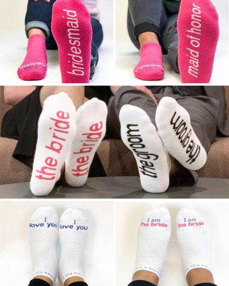 Low cut athletic socks for the bride, groom and entire wedding bridal party. Bridesmaid and groomsmen favor idea. 

#LTKwedding #LTKfitness #LTKGiftGuide
