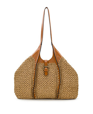 Santorini Medium Woven Straw Satchel Handbag | Macy's
