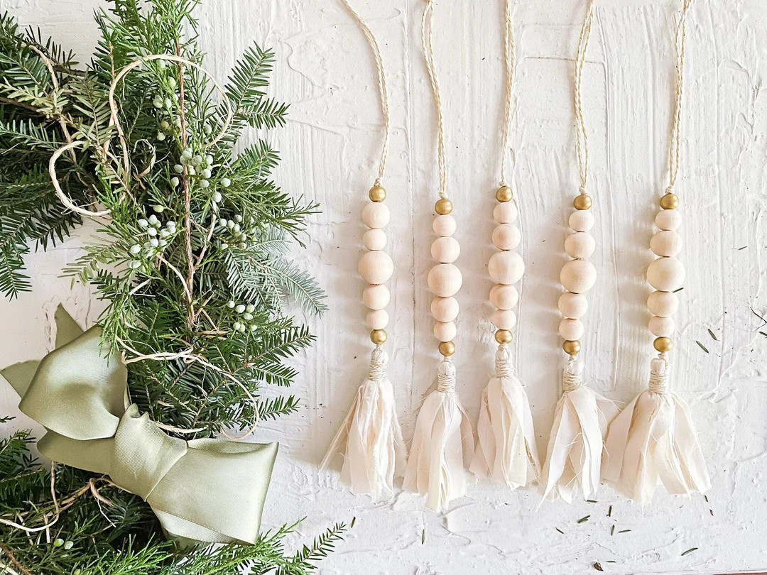 Wooden Bead Tassels  Natural Bead Ornament  Wooden Bead - Etsy | Etsy (US)