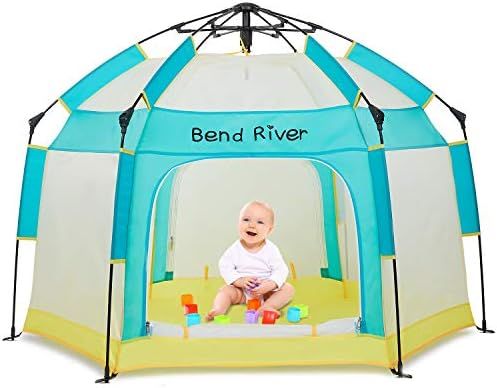 Amazon.com: Bend River Portable Baby Beach Tent, Baby Playpen with Canopy, Toddler Play Yard Indo... | Amazon (US)