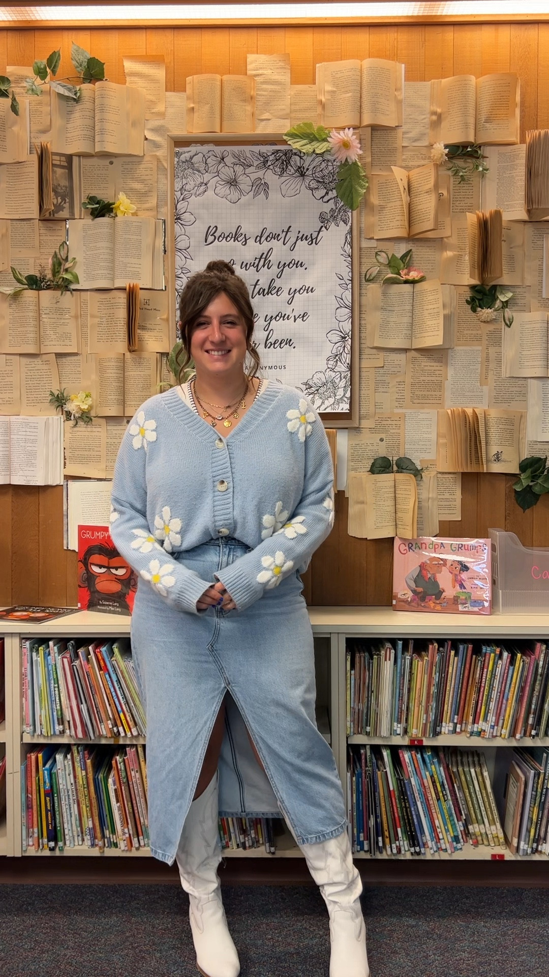 Favorite outfit day 
Daisy cardigan 
White cowboy boots 
Jean skirt 

#LTKfindsunder100 #LTKfindsunder50 #LTKmidsize