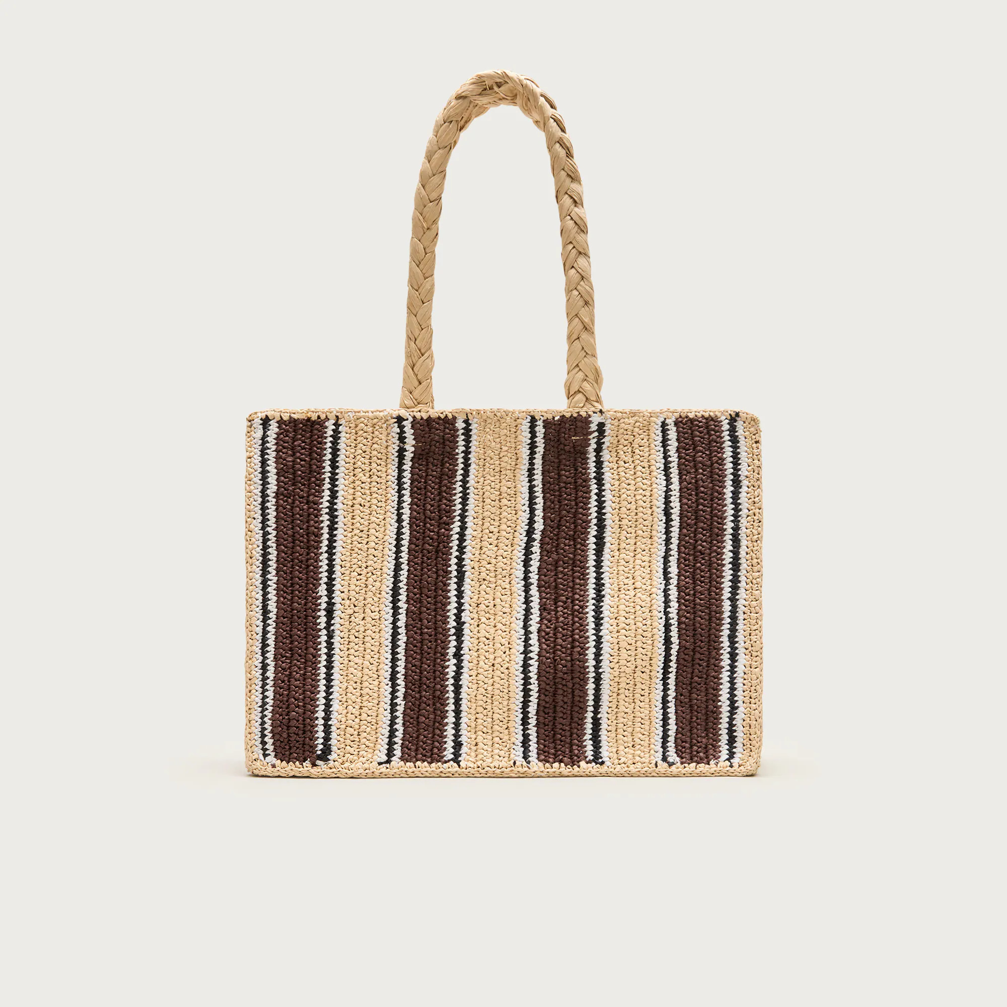 Handknotted straw tote bag in stripe | J. Crew US
