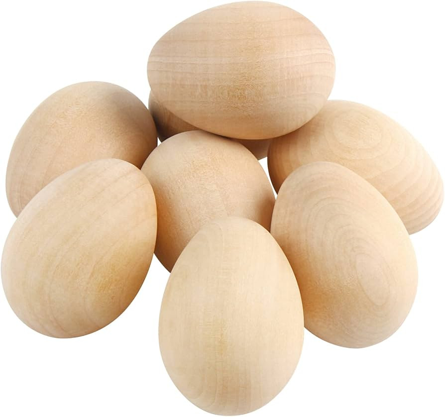 DIYASY Easter Wooden Eggs,8 Pcs Smooth Natural Unfinished Wood Fake Egg for Easter Craft,DIY,Deco... | Amazon (US)