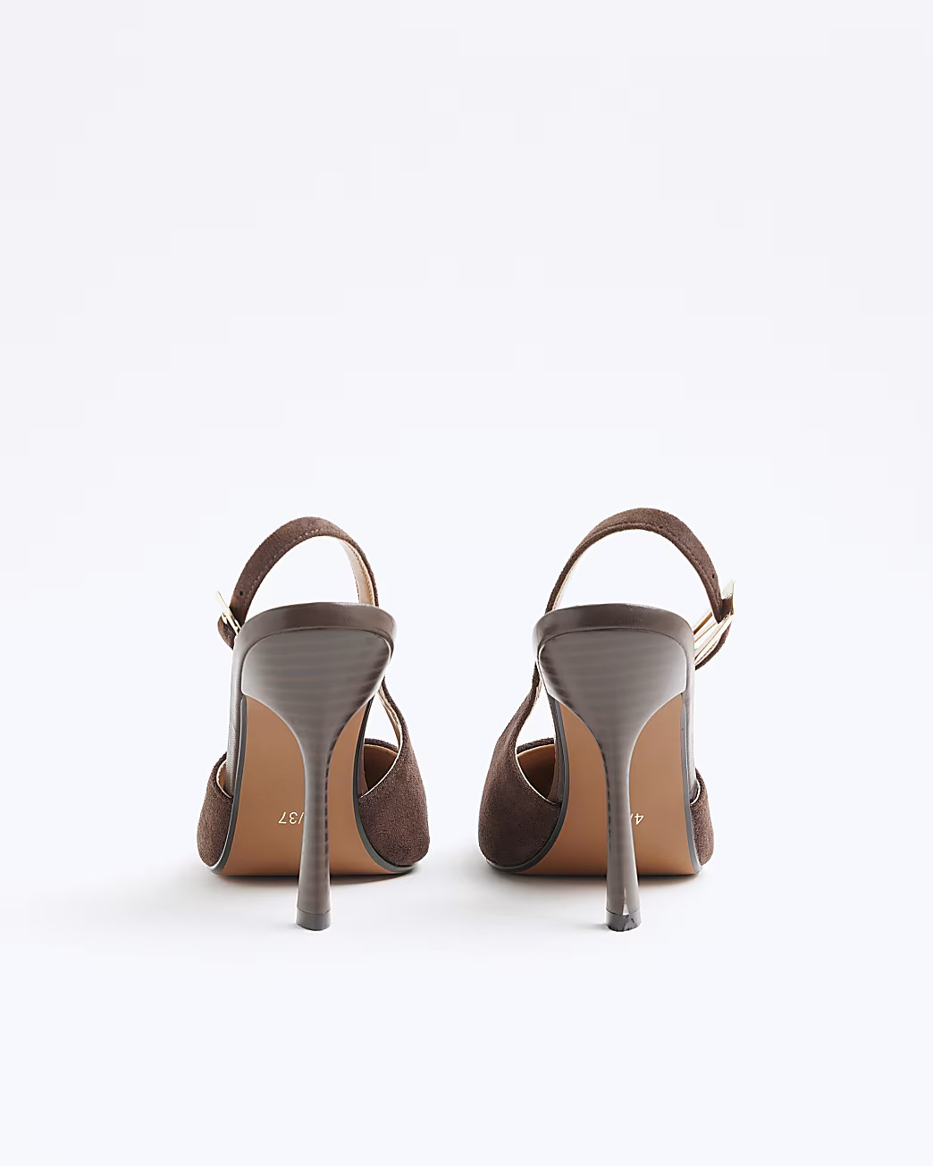 Brown Faux Suede Slingback Buckle Court Heels | River Island UK & IE