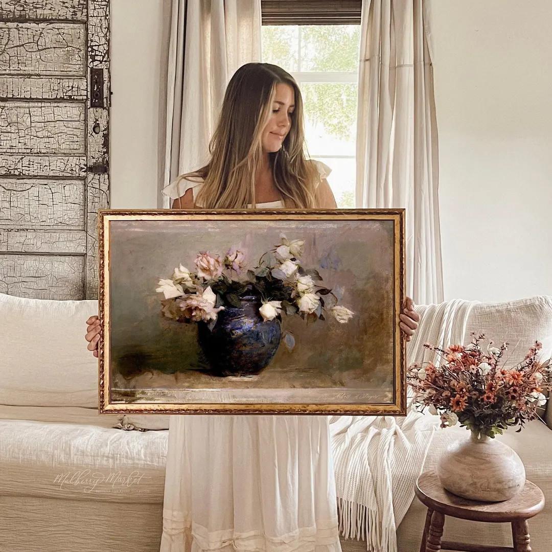 Vintage Roses Still Life Painting, Vintage Art, Fine Art, Ornate Frame, Sailboat Wall Art - Etsy | Etsy (US)