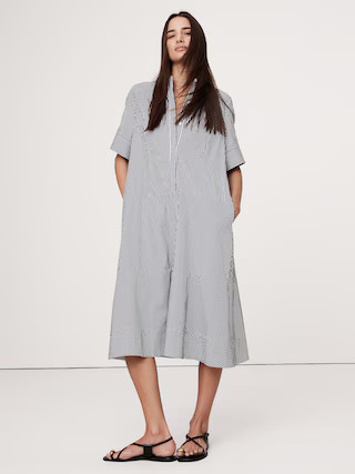 Poplin Tuxedo-Front Midi Dress | Banana Republic (US)