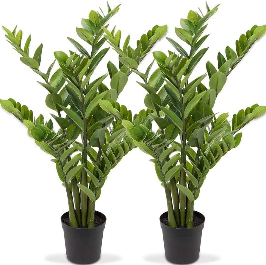 Hollyone Artificial ZZ Plants Tree 3ft Tall Fake Potted Zamioculcas Silk Plants Tree, Perfect Fau... | Amazon (US)